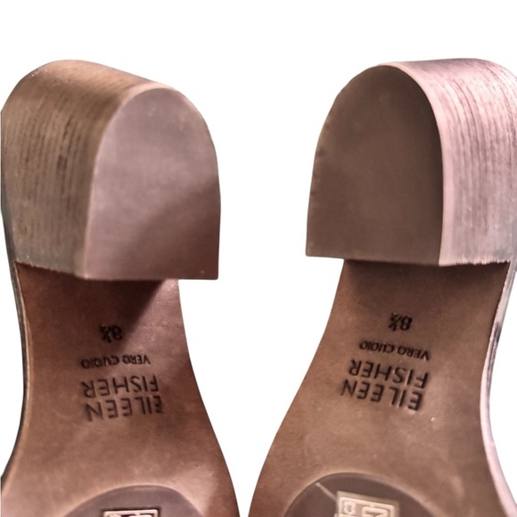 Eileen Fisher Nikki Peep Toe Heel 8.5 Black Suede Leather 2.5 Stacked Heel Boot - Picture 6 of 7